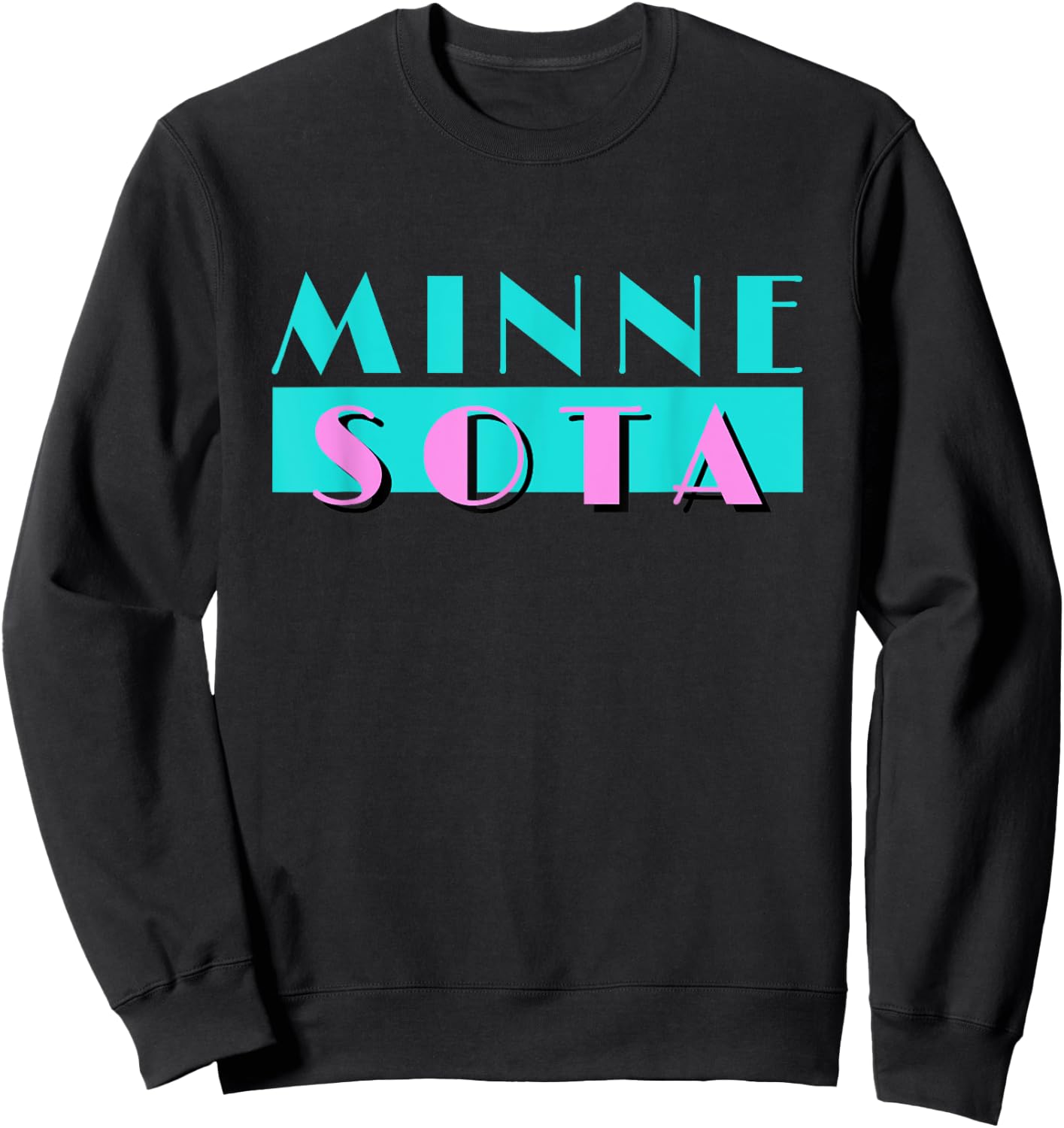 Retro Minnesota Neon Logo, Minnesotan MN State Pride Gift Sweatshirt - Sweatshirt | Black