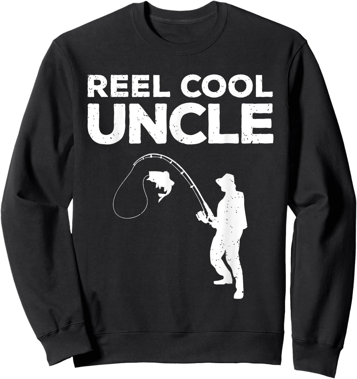 Funny First Time Uncle Design Reel Fishing Lover Sweatshirt - Sweatshirt | Black