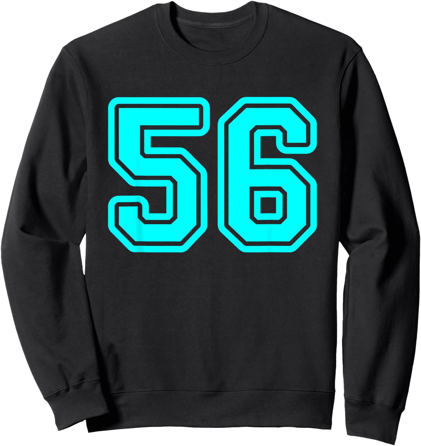 Number #56 Cyan Sport Number 56 Sweatshirt - Sweatshirt | Black