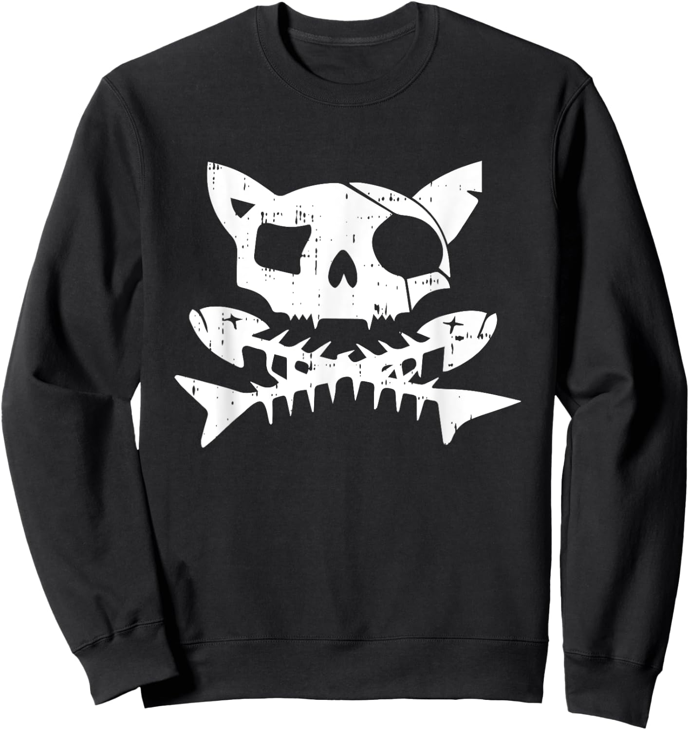 Cat Pirate Halloween Costume Scary Skull And Crossbone Men Women Kids Sweatshirt - Sweatshirt | Black