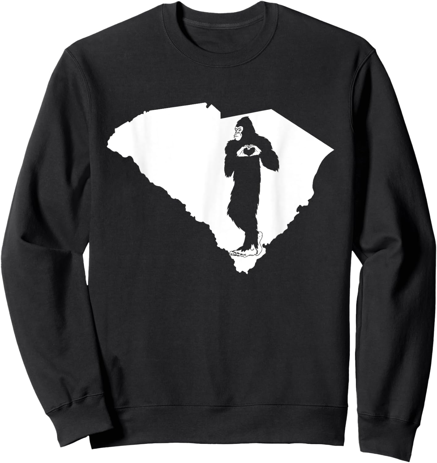 Bigfoot South Carolina State Pride Funny Sasquatch Love Map Sweatshirt - Sweatshirt | Black