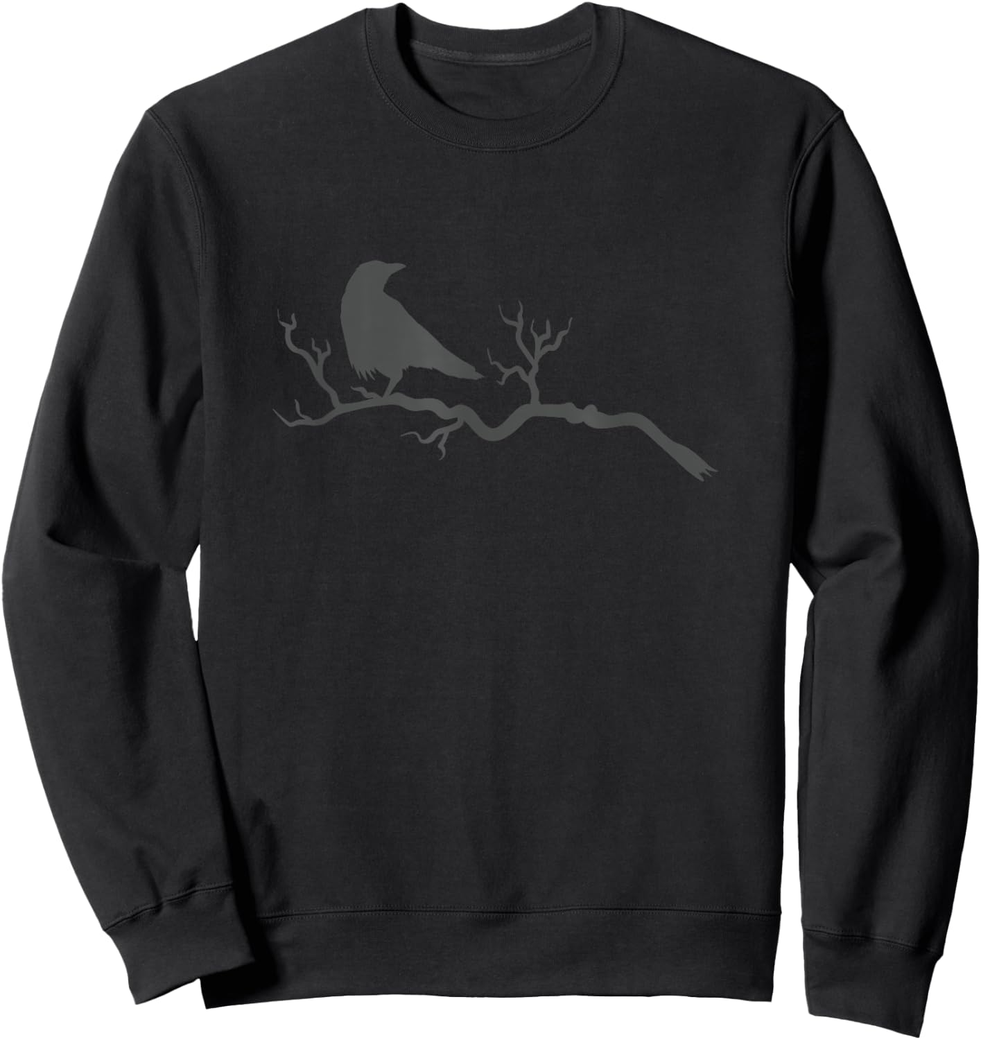 Raven on a Branch Crow Bird Animal Sweatshirt - Sweatshirt | Black