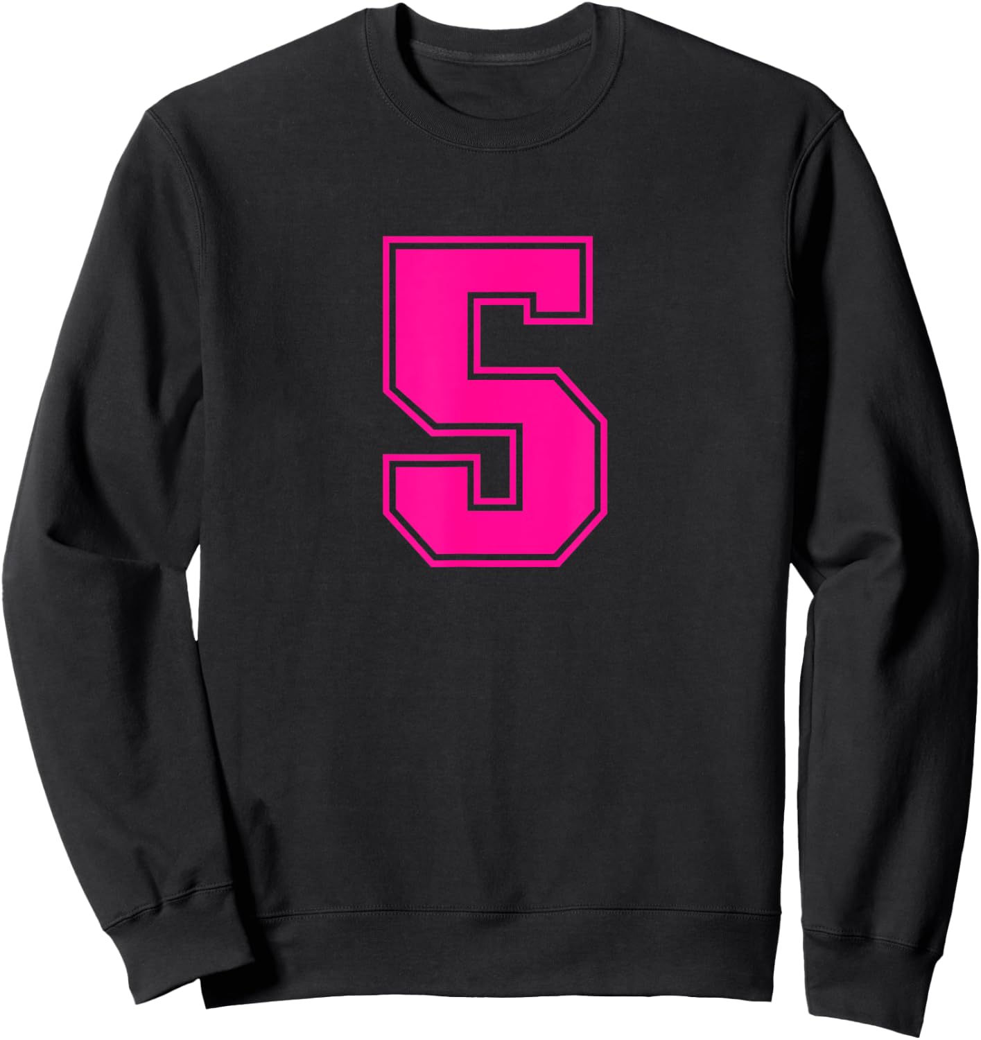 Number #5 Pink Sports Fan Jersey Number Sweatshirt - Sweatshirt | Black