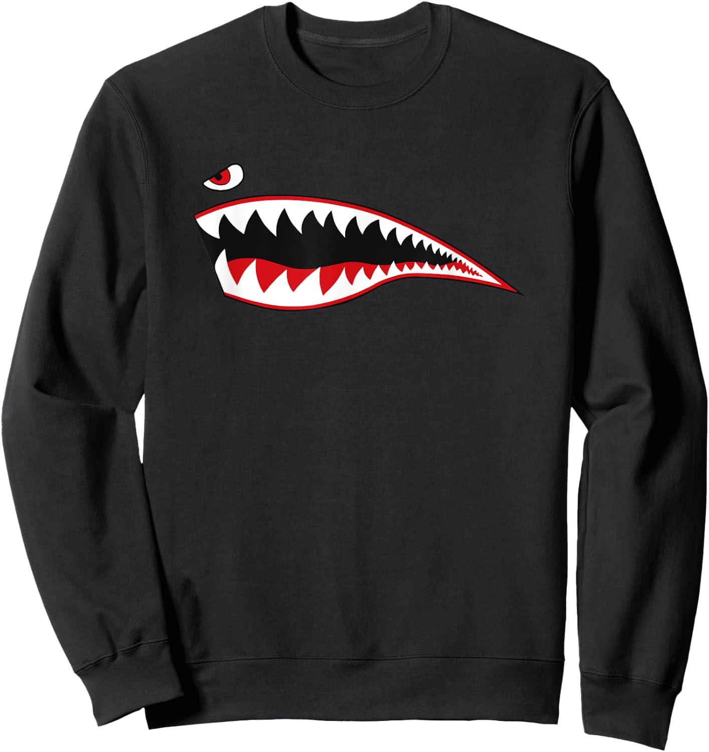 Shark Mouth Plane Nose WW2 P-40 Warhawk A-10 Warthog Teeth Sweatshirt - Sweatshirt | Black
