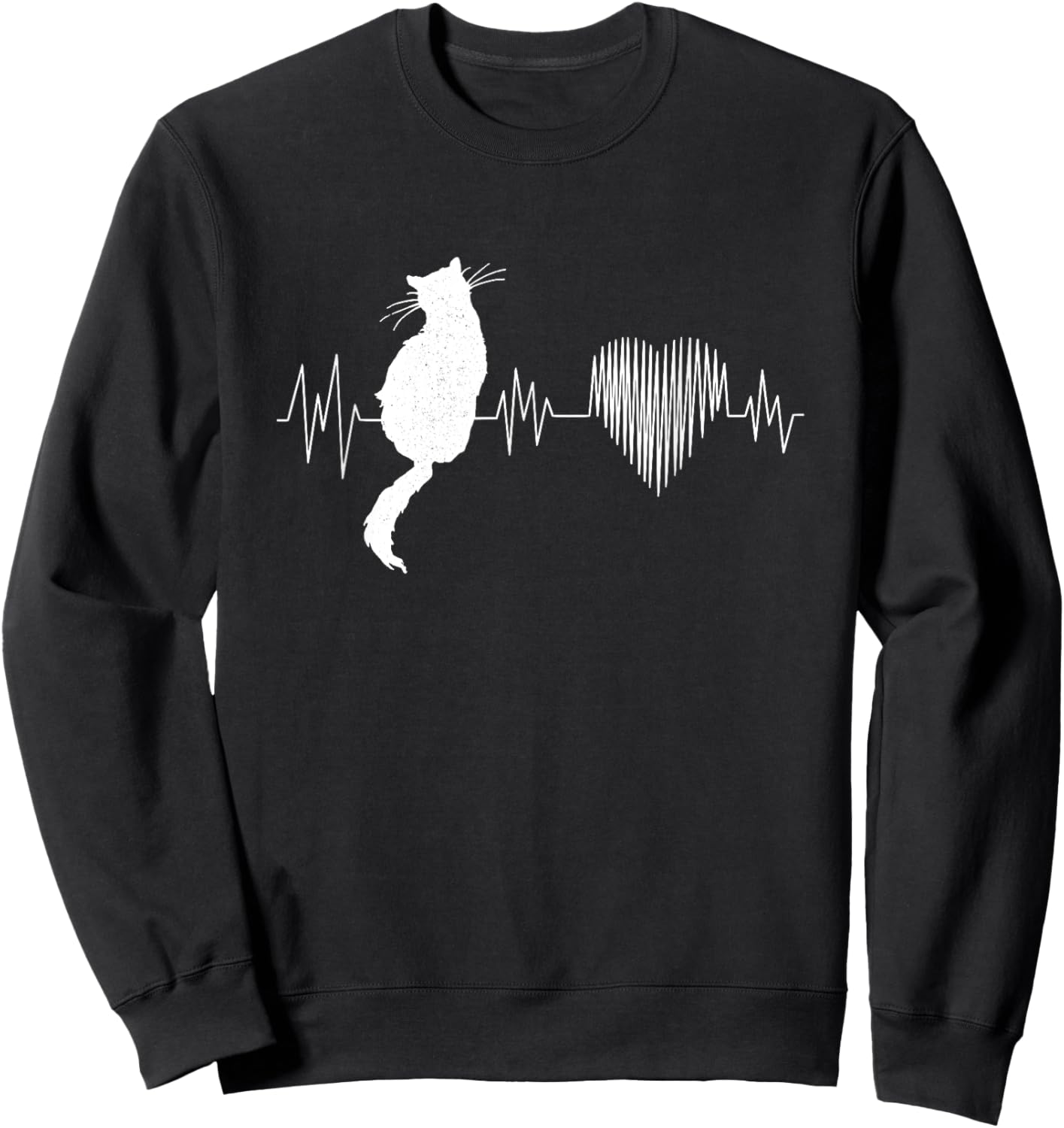 Funny Cat Shirts , Meowy Cute Cat Lover Heartbeat Sweatshirt - Sweatshirt | Black