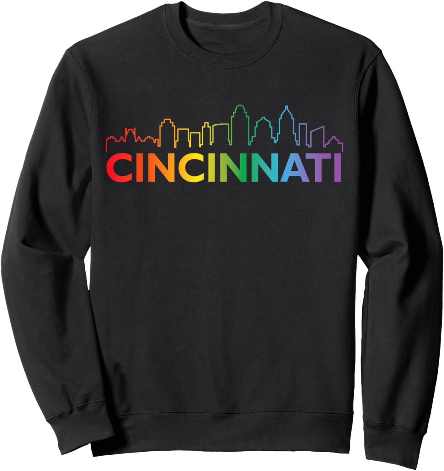 Rainbow Cincinnati Ohio City Skyline vintage travel souvenir Sweatshirt - Sweatshirt | Black