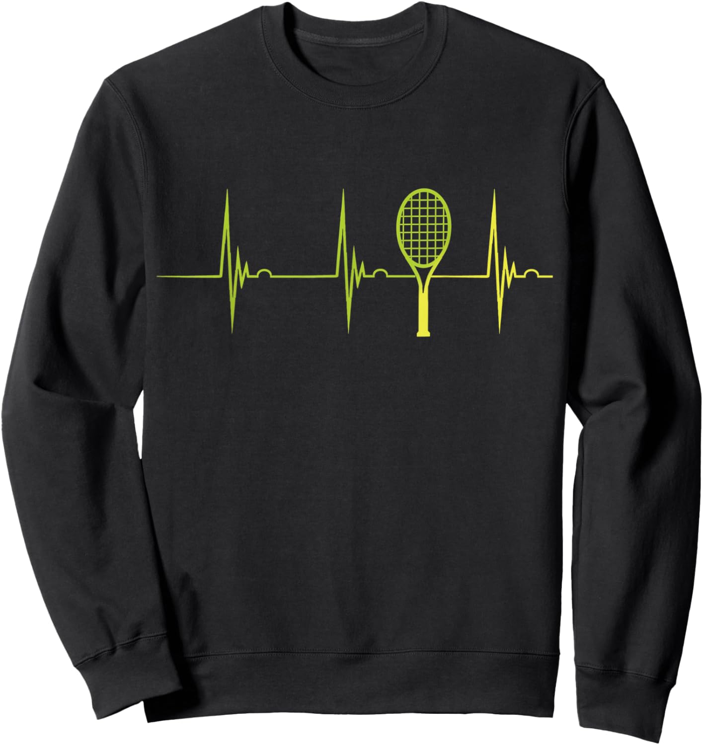 Tennis Lover Heartbeat EKG Pulse Cardio Tennis Player Sweatshirt - Sweatshirt | Black