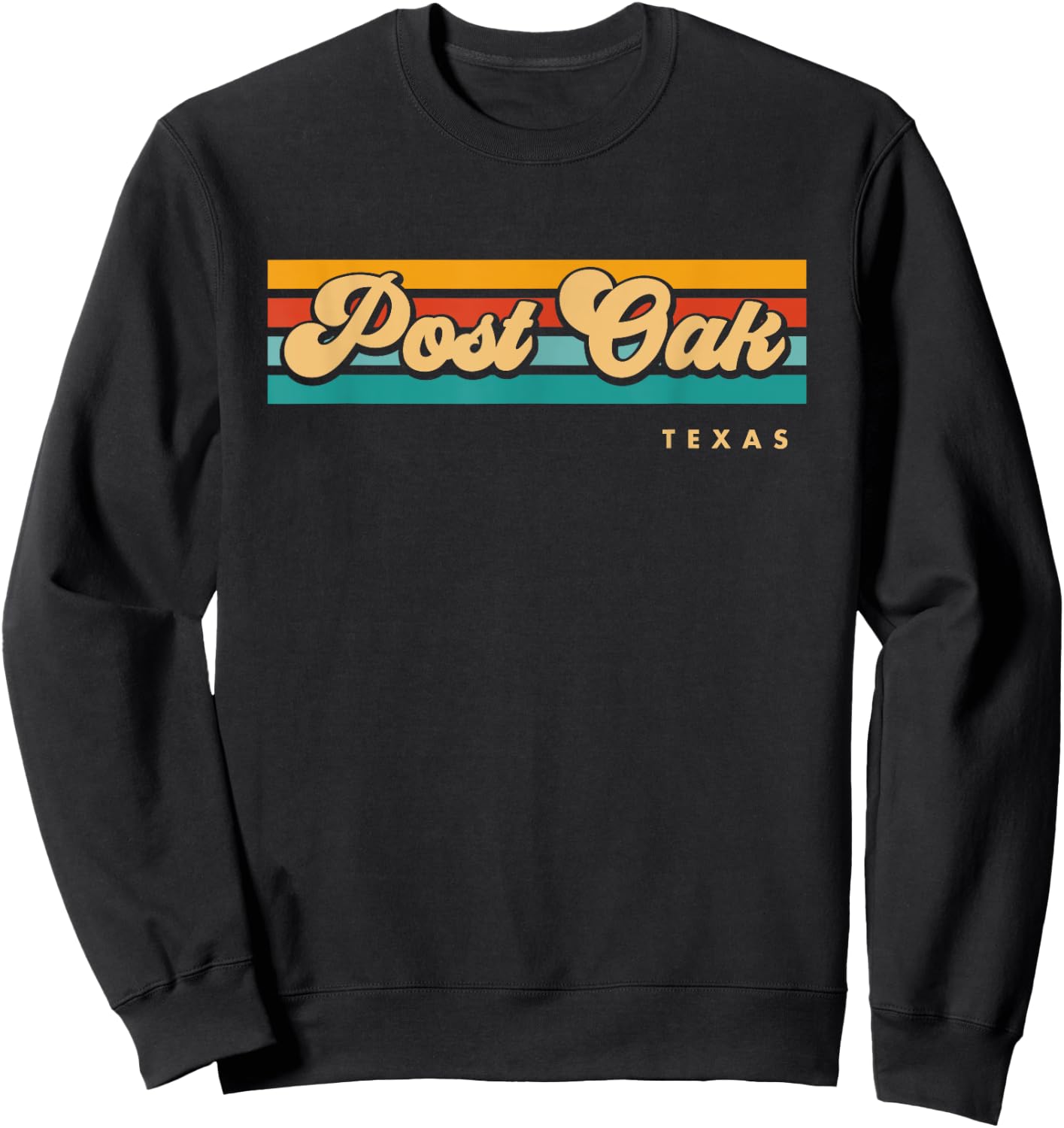 Vintage Sunset Stripes Post Oak, Texas Sweatshirt - Sweatshirt | Black