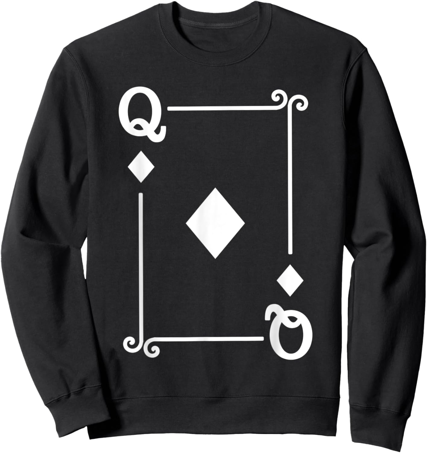 Playing Cards Costume - Queen Diamonds Card - Queen Card Sweatshirt - Sweatshirt | Black