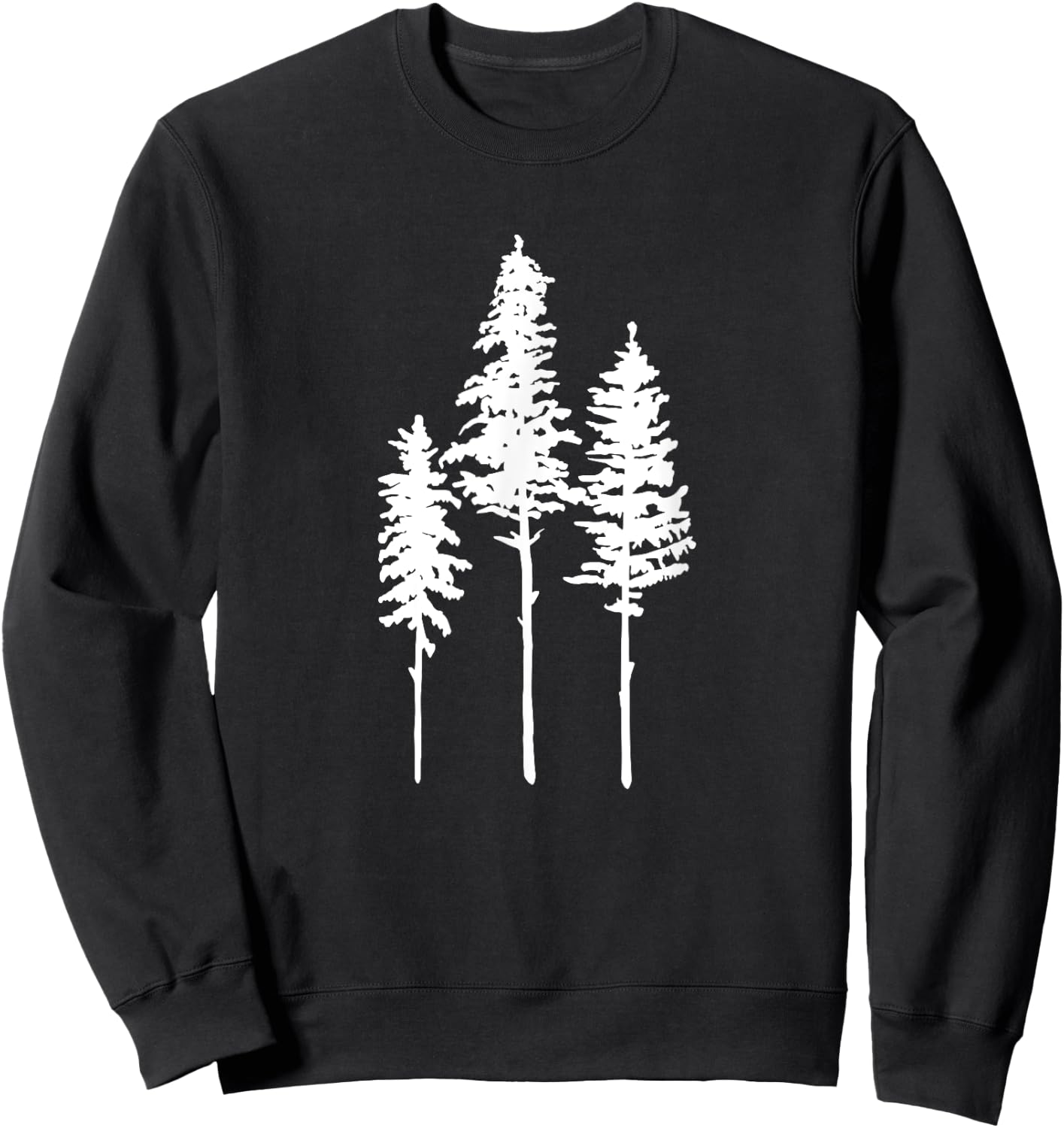 Skinny Pine Tree Graphic Funny Summer Hiking Nature Lover Women Kids Sweatshirt - Sweatshirt | Black