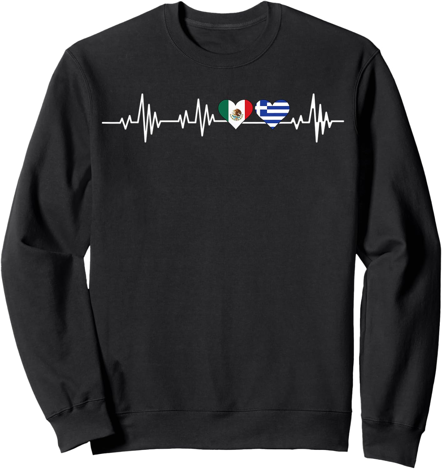 mexican and greek hearts Mexico Greece Sweatshirt - Sweatshirt | Black