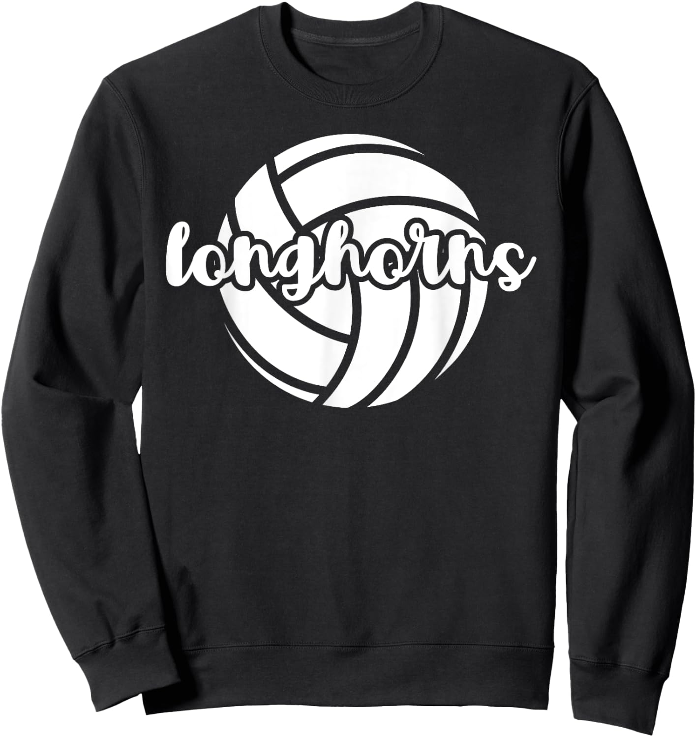 Longhorns Volleyball Team Mascot School Spirit Game Night Sweatshirt - Sweatshirt | Black