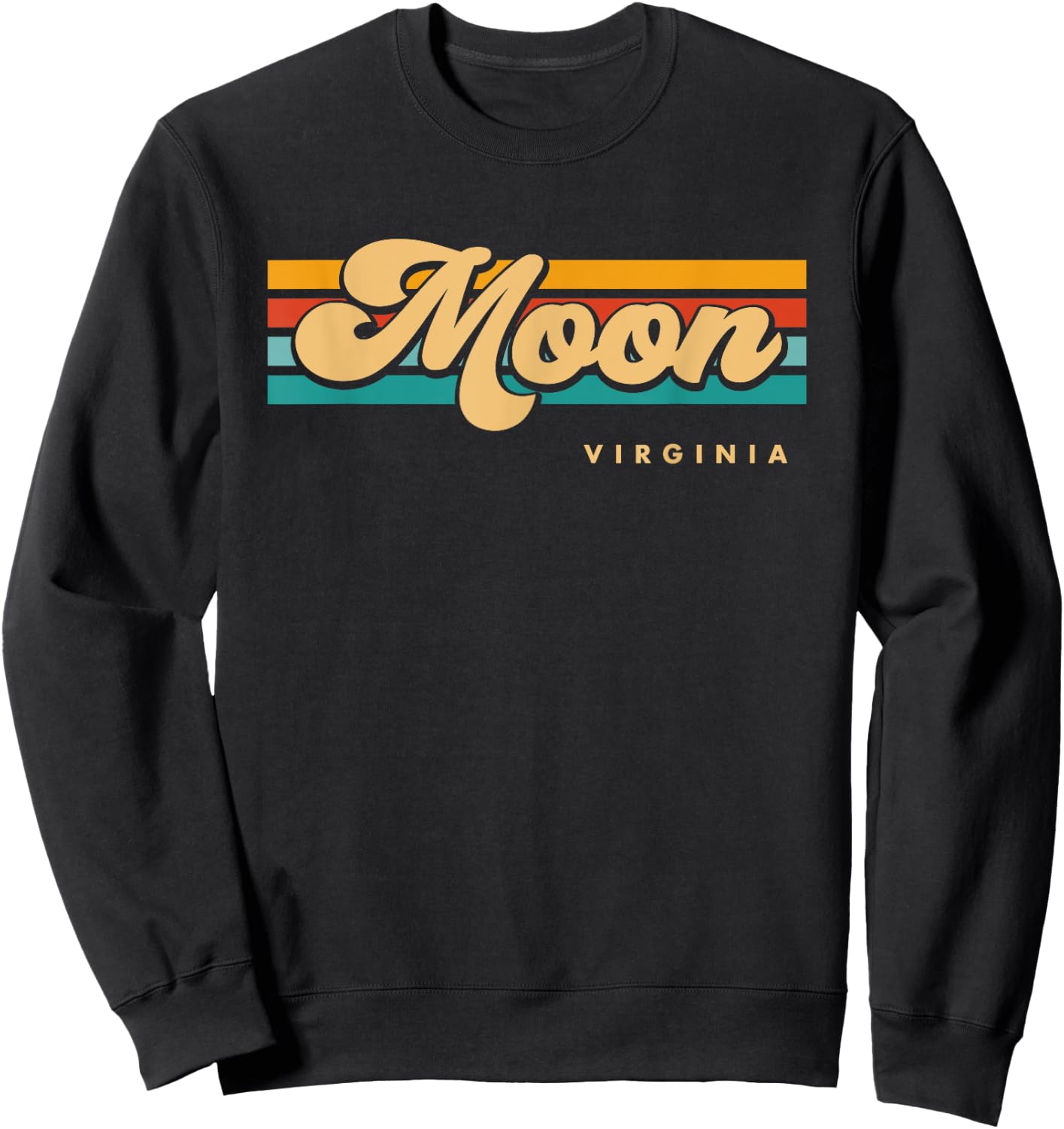 Vintage Sunset Stripes Moon, Virginia Sweatshirt - Sweatshirt | Black