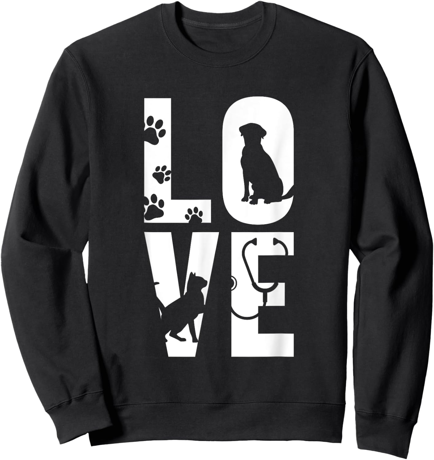 Cute Vet Tech LVT Love Animals Veterinary Technician Dog Cat Women Sweatshirt - Sweatshirt | Black