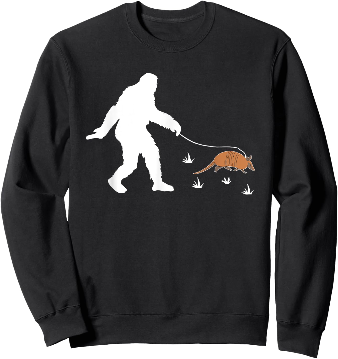 Funny Bigfoot Walking An Armadillo Sweatshirt - Sweatshirt | Black