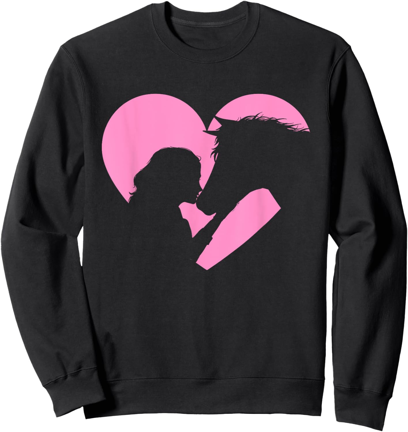 Horse Lover - Girl Kissing Horses Horseman Horseback Riding Sweatshirt - Sweatshirt | Black