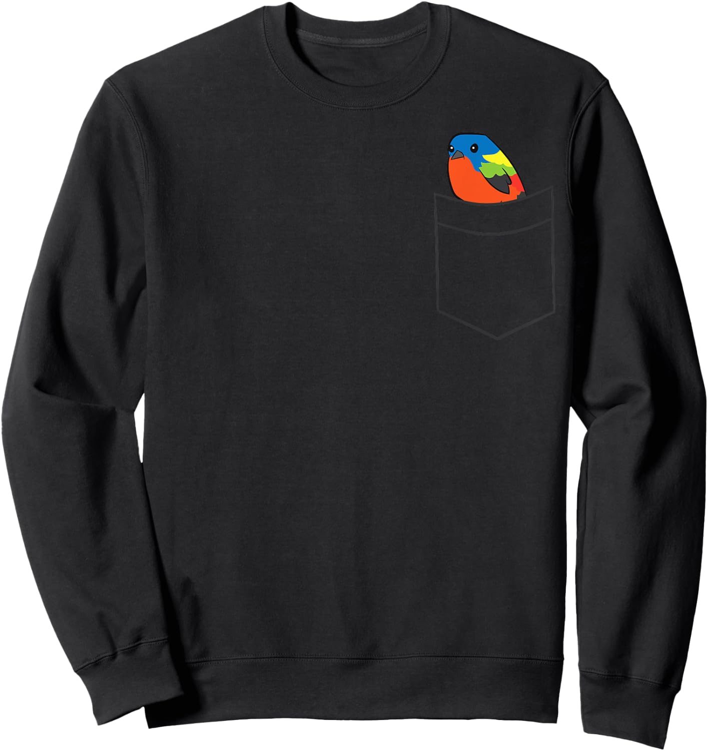 Painted Bunting Bird Cute Painted Bunting In a Pocket Sweatshirt - Sweatshirt | Black