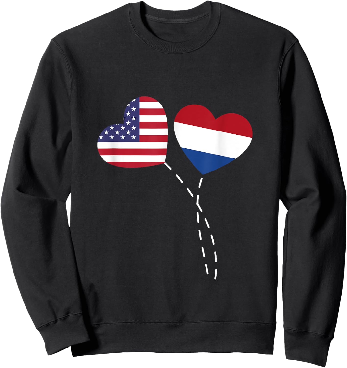 Loving USA Netherlands Flag Heart Dutch Americans Love Sweatshirt - Sweatshirt | Black