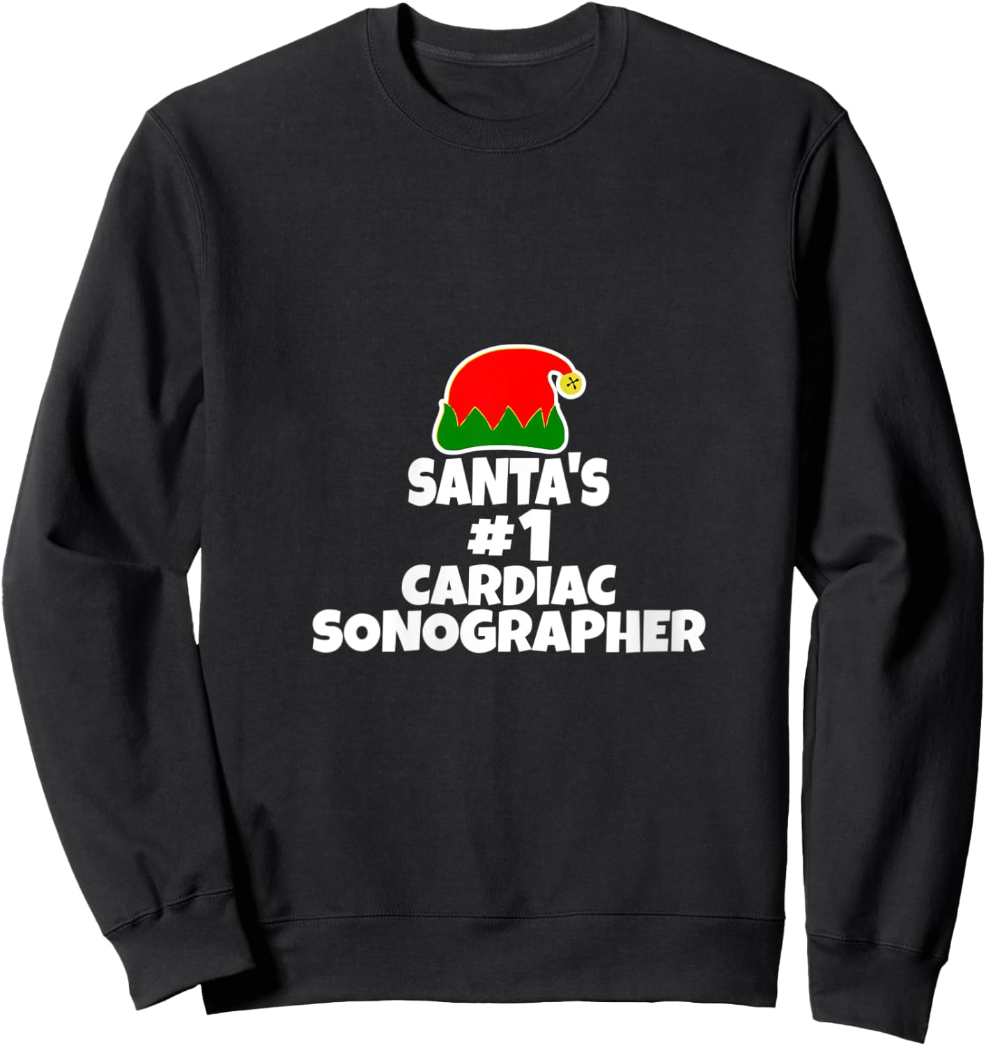 Santa's #1 Cardiac Sonographer Echo Tech Christmas Holiday V-Neck Sweatshirt - Sweatshirt | Black