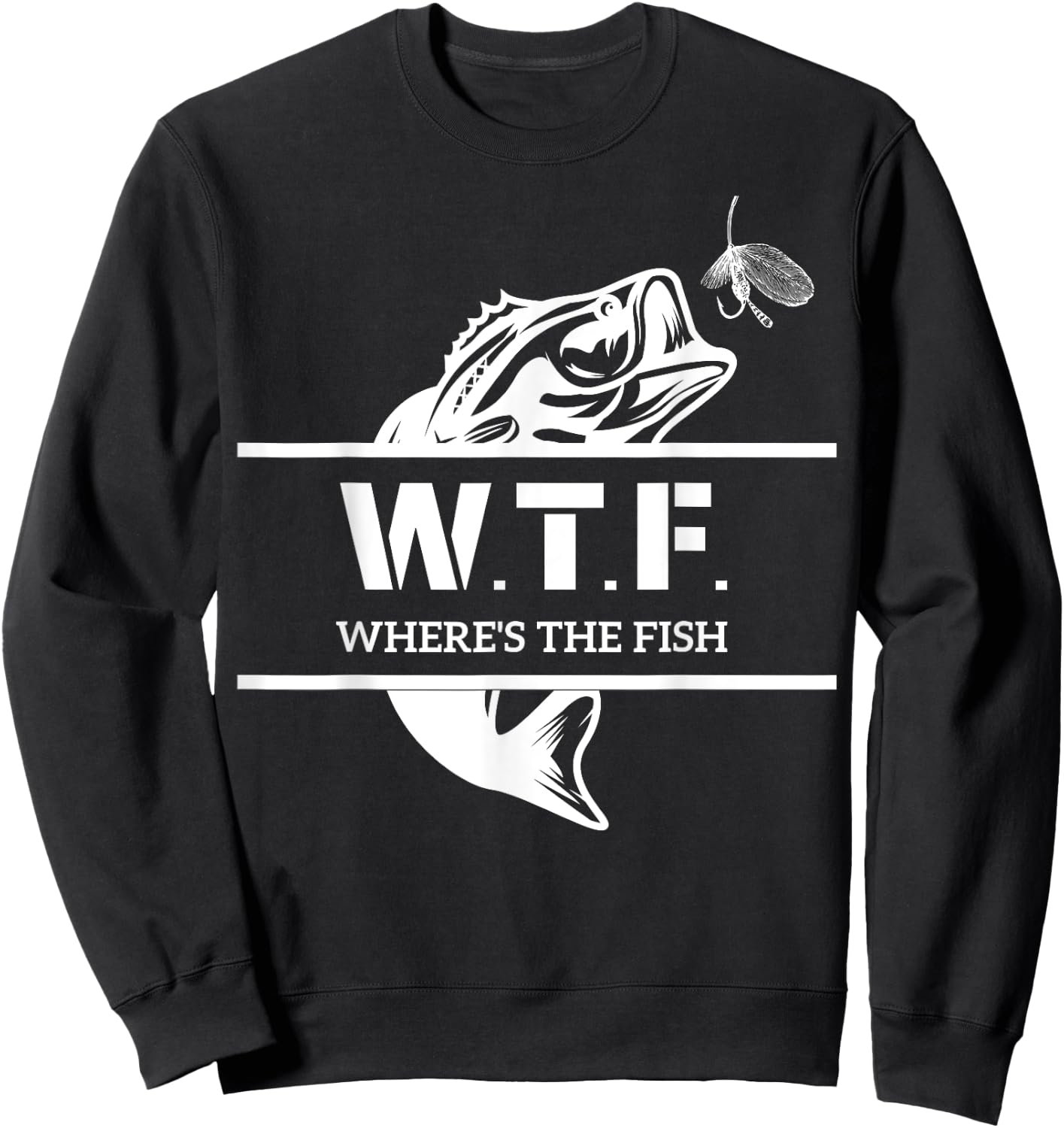 W.T.F. Where's The Fish, Who Like Fishing Women Sweatshirt - Sweatshirt | Black