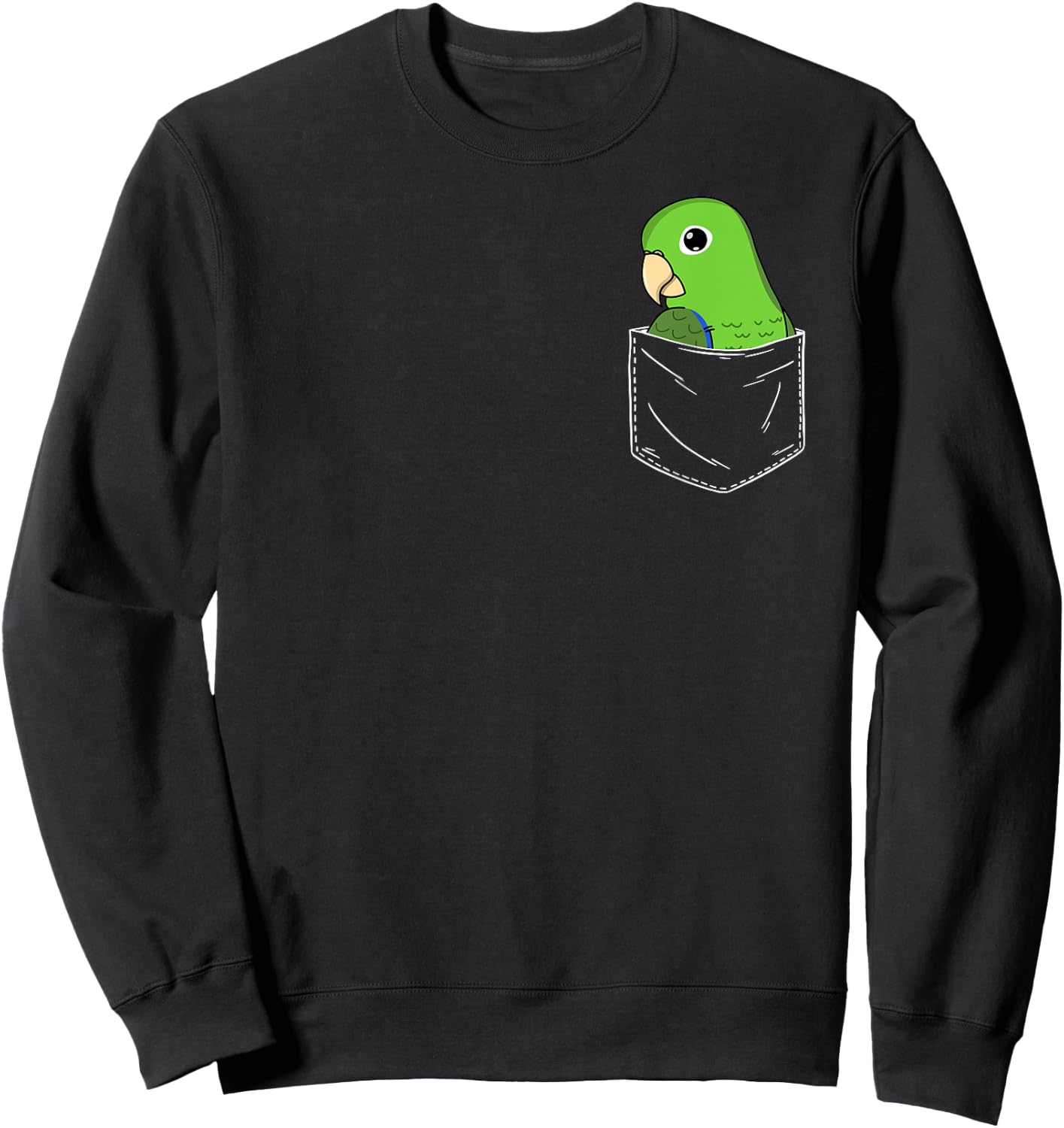 Cute Parrot In A Pocket I Green Parrotlet Sweatshirt - Sweatshirt | Black