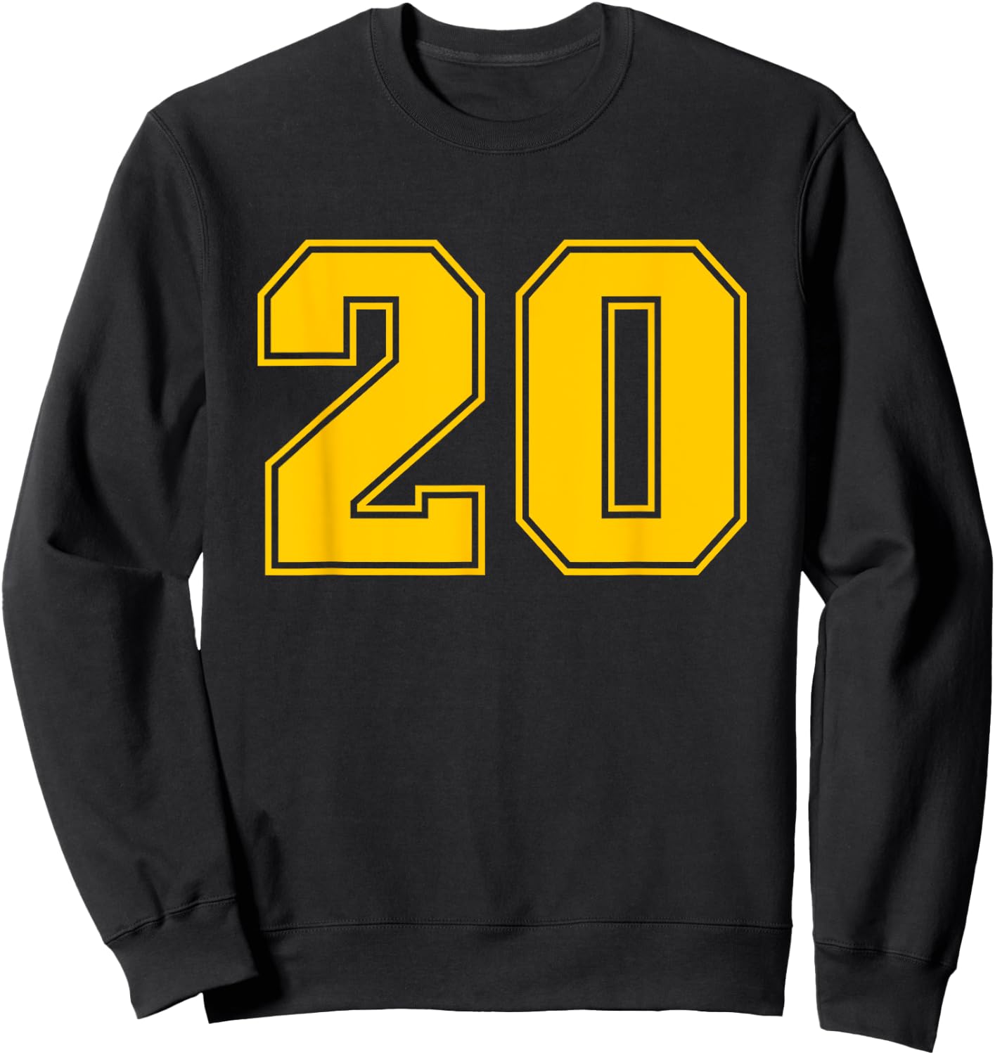Number #20 Yellow Sports Fan Jersey Number Sweatshirt - Sweatshirt | Black