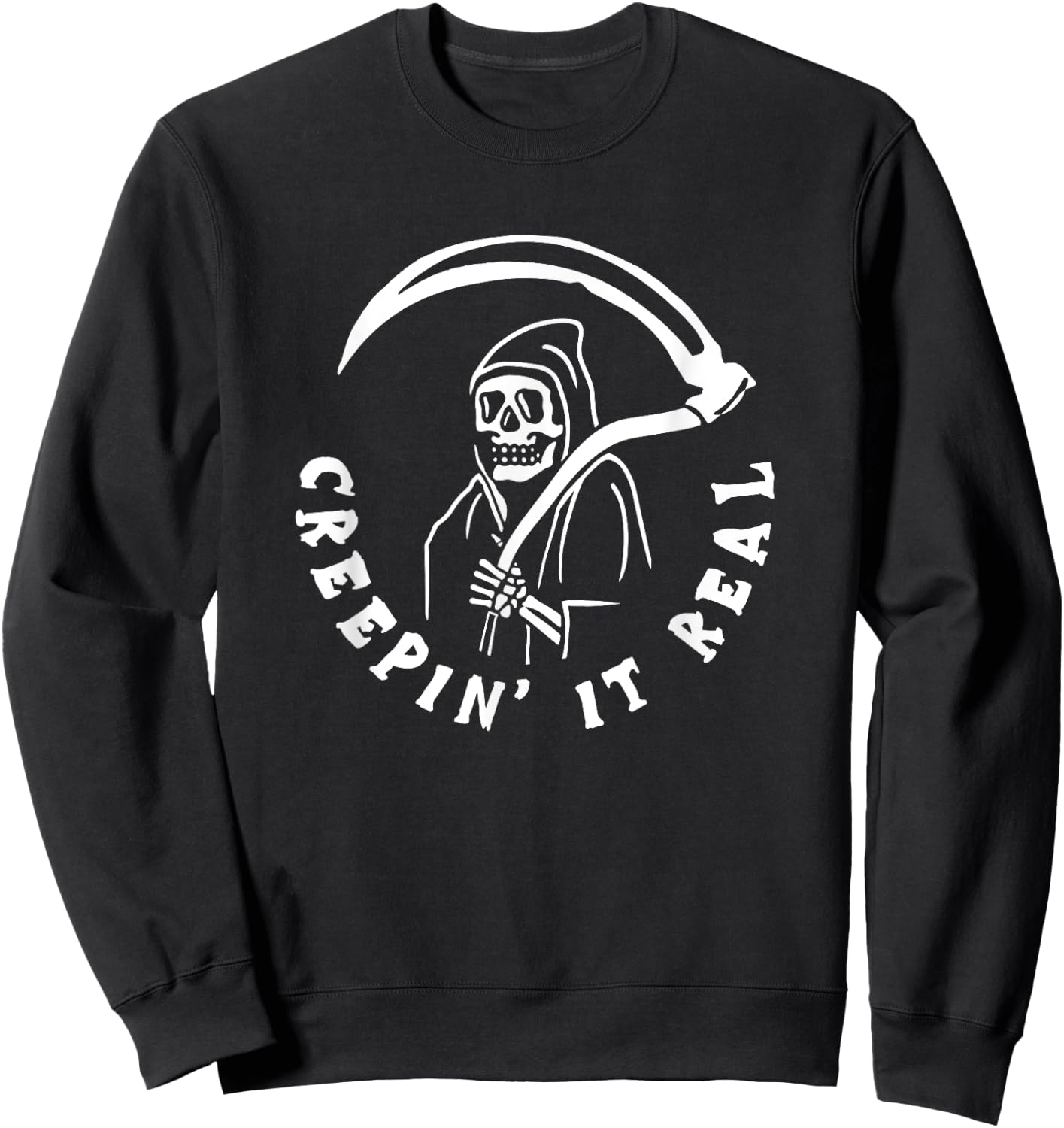 Creepin It Real Grim Reaper Halloween Sweatshirt - Sweatshirt | Black