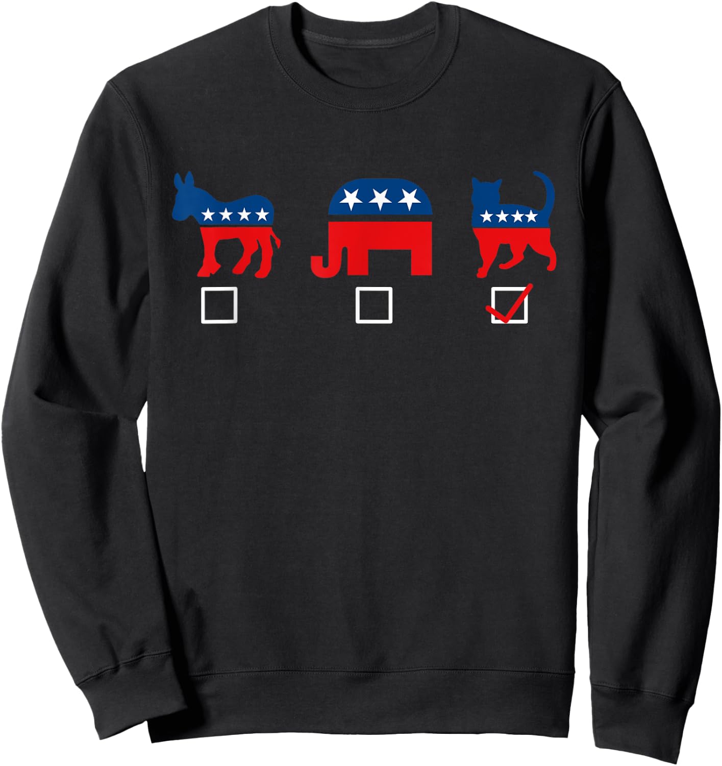 Donkey Elephant Cat Lady Vote For Cat Funny Voting Joke Sweatshirt - Sweatshirt | Black