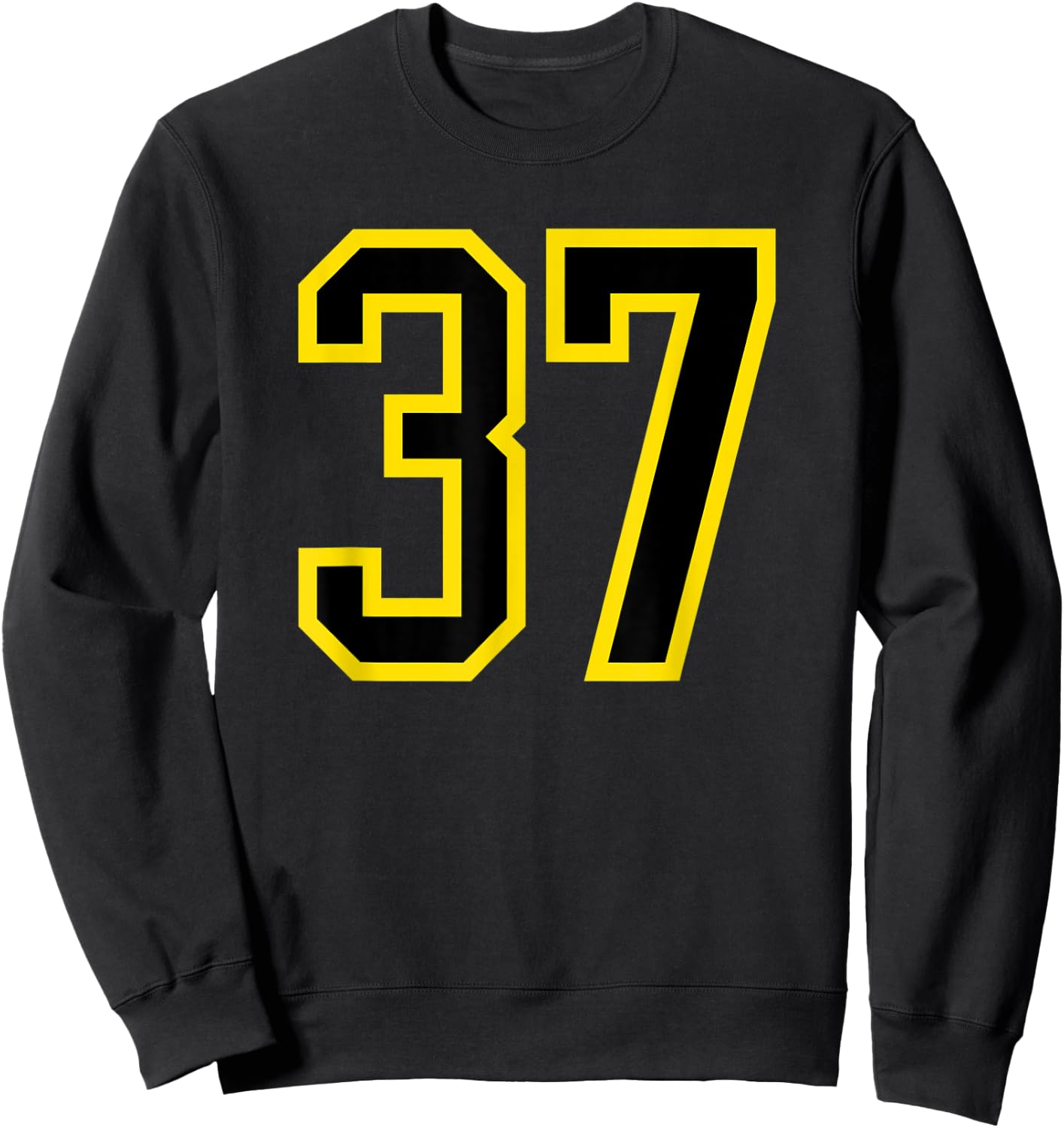 Jersey Number #37 Yellow Black Birthday Sports Number 37 Sweatshirt - Sweatshirt | Black