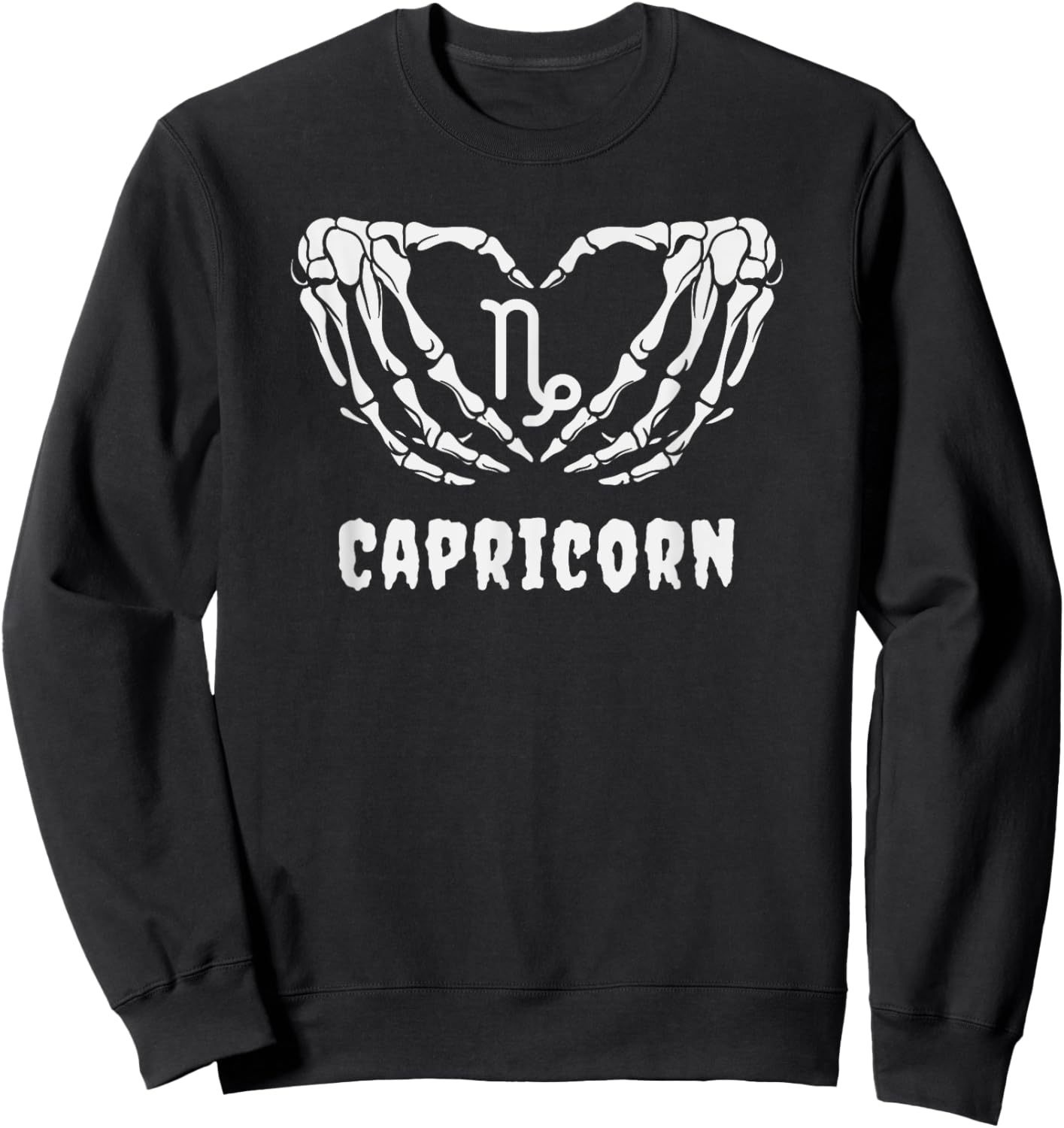 Capricorn Zodiac Sign Goth Gothic Emo Spooky Skeleton Sweatshirt - Sweatshirt | Black
