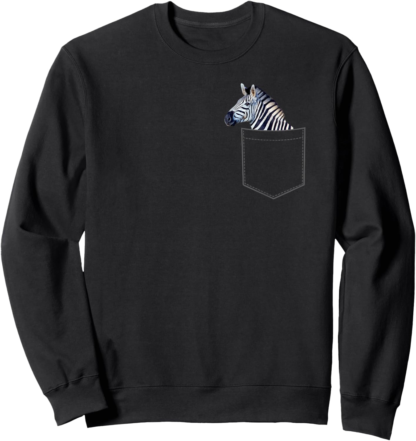 Cute Zebra Pocket Boys Girls Funny Animal Toddler Sweatshirt - Sweatshirt | Black