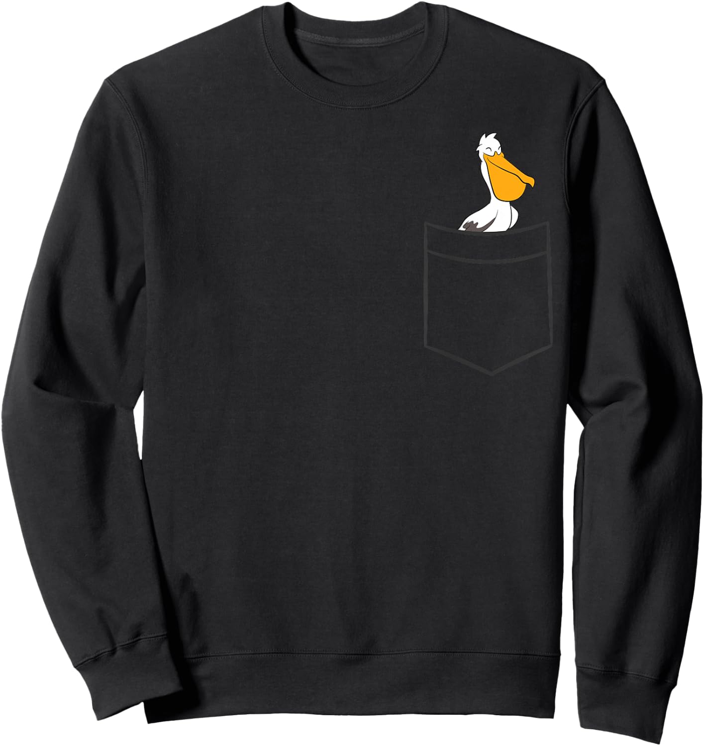 Pelican In The Pocket Cute Pocket Pelican Bird Sweatshirt - Sweatshirt | Black