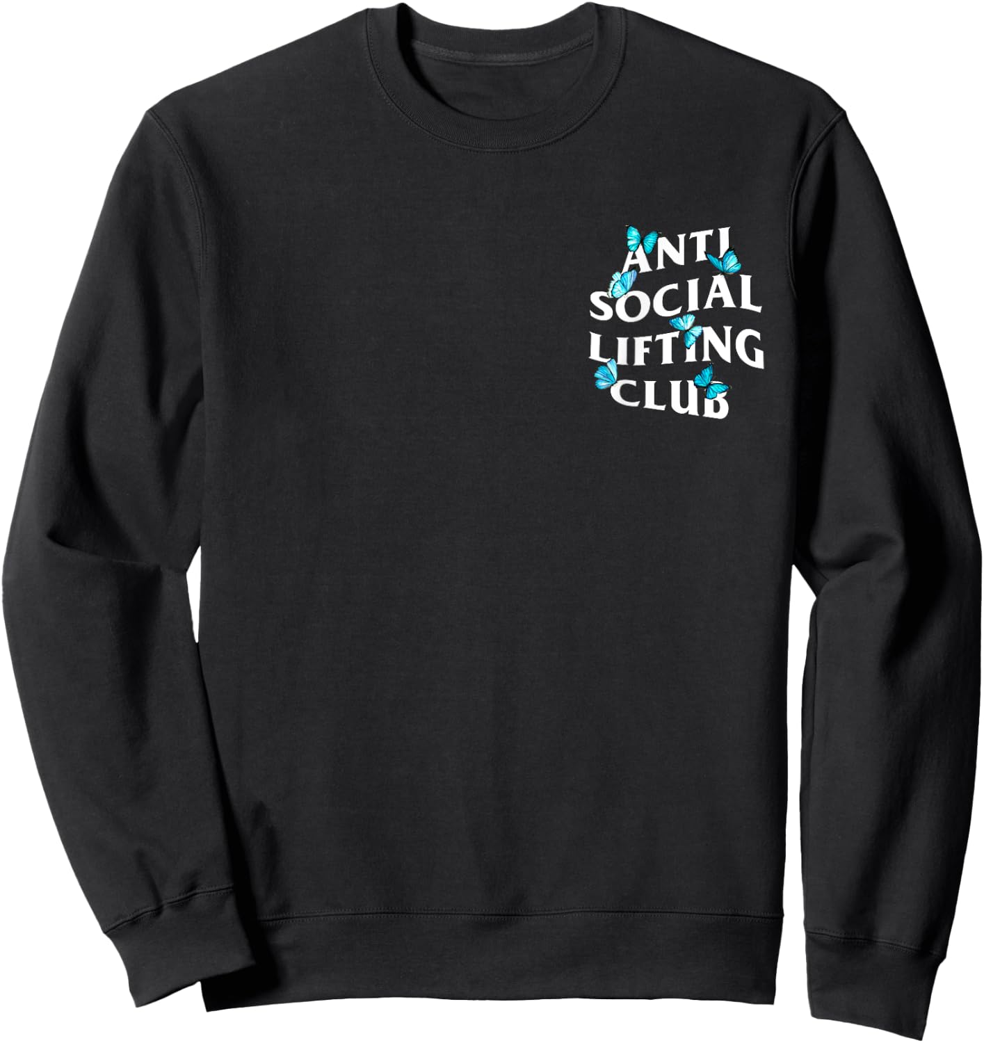Anti social lifting club with butterflies Sweatshirt - Sweatshirt | Black