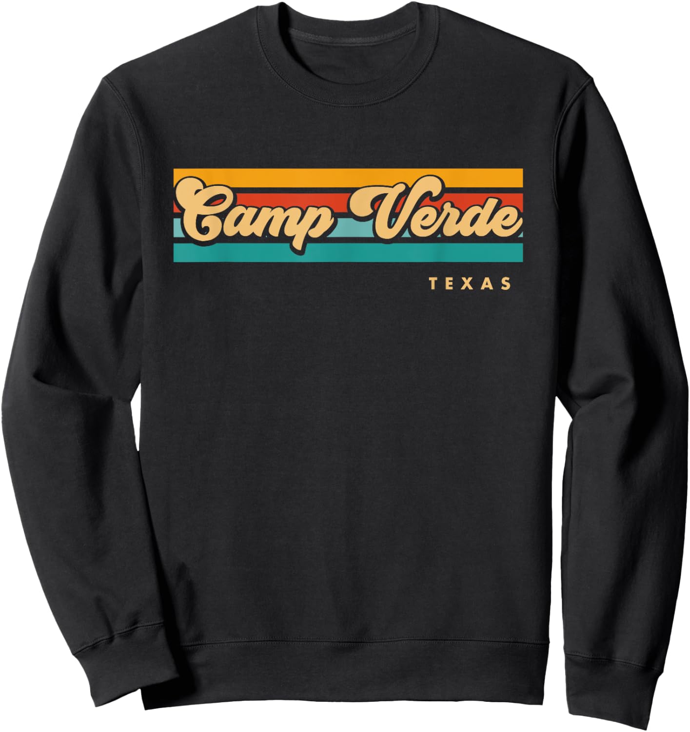 Vintage Sunset Stripes Camp Verde, Texas Sweatshirt - Sweatshirt | Black