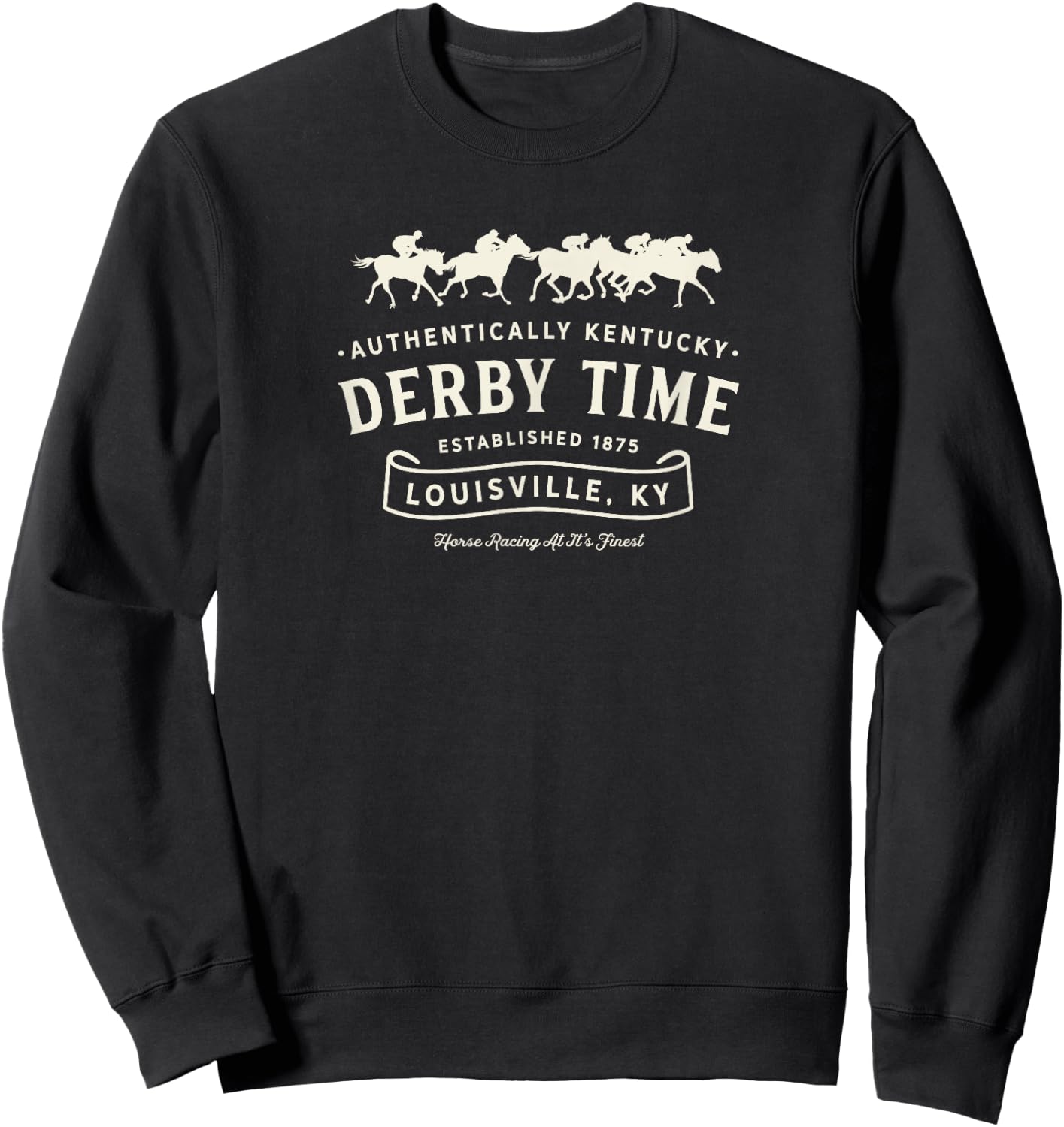 Derby Kentucky horse racing Vintage Graphic , , Black, Small, Short Sleeve, Classic Fit, Cotton Polyester Blend, Derby-themed Sweatshirt - Sweatshirt | Black