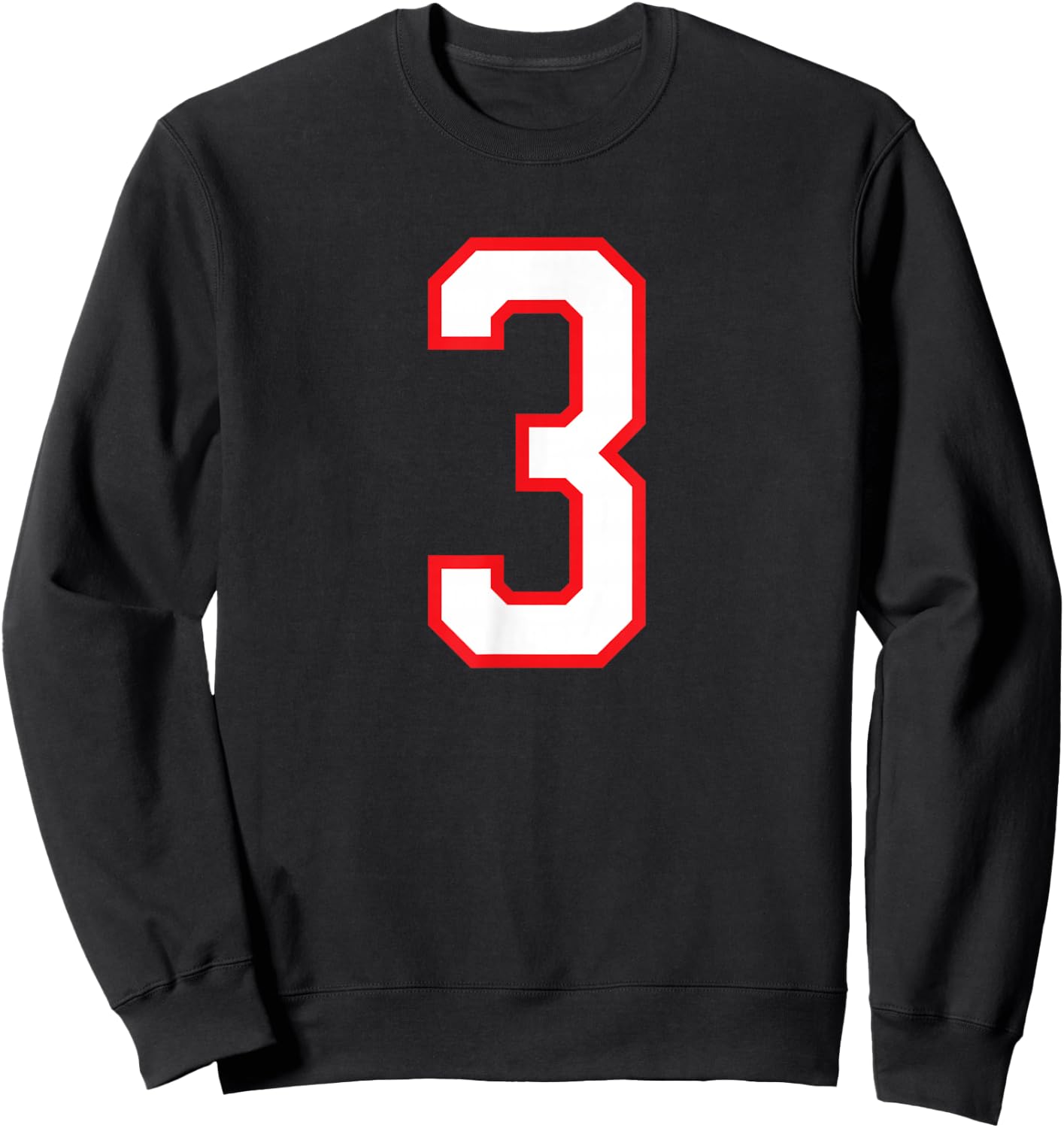 White Red Sports Team Number #3 Sweatshirt - Sweatshirt | Black