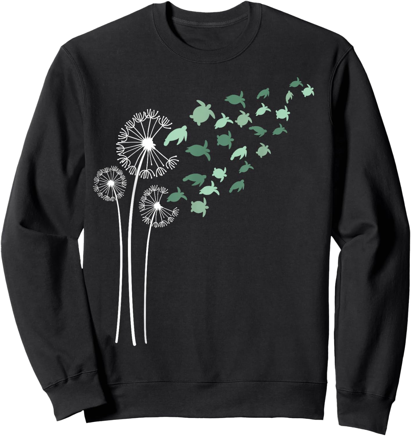 Sea Turtles Dandelion Flower For Dandelions and Turtle Lover Sweatshirt - Sweatshirt | Black