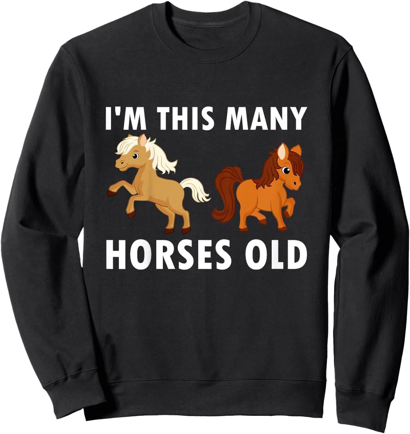 Kids 2 Years Old Girl Horses Old 2nd Birthday Kids Sweatshirt - Sweatshirt | Black