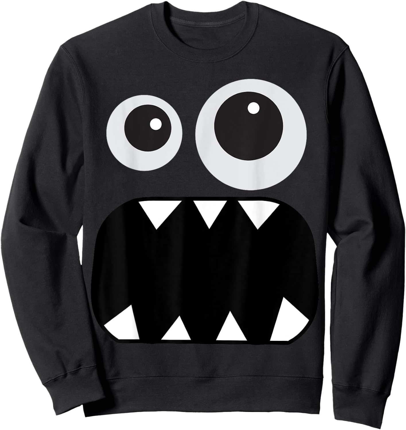 Cute Monster Face Men's Women's Costume Halloween Sweatshirt - Sweatshirt | Black