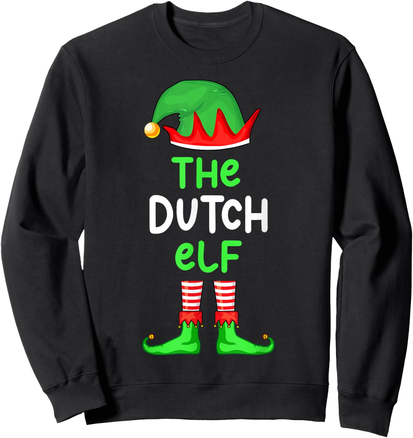 I'm The Dutch Elf Netherlands Christmas Funny Pajama Sweatshirt - Sweatshirt | Black