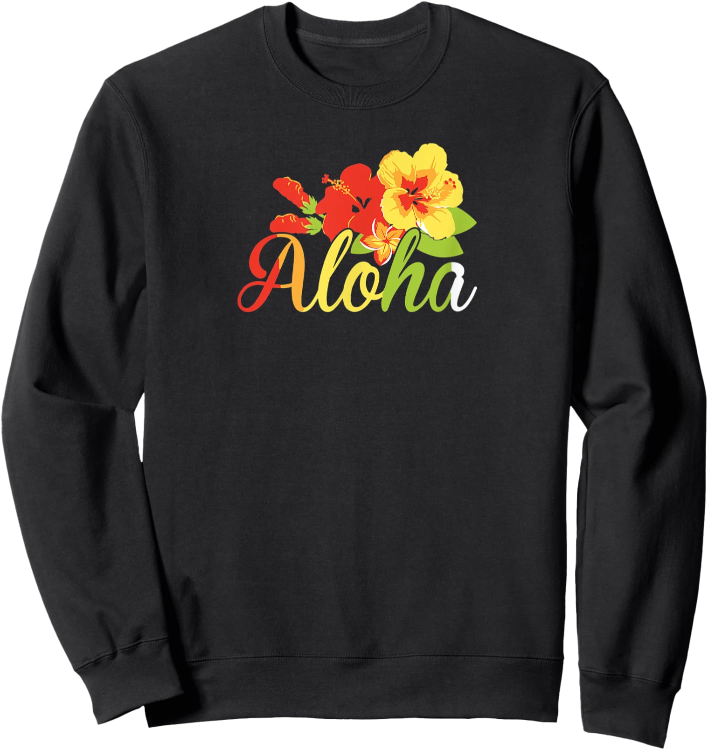 Aloha Flowers Hawaiian Funny Hawaii Beach Luau Party Women Kids Sweatshirt - Sweatshirt | Black