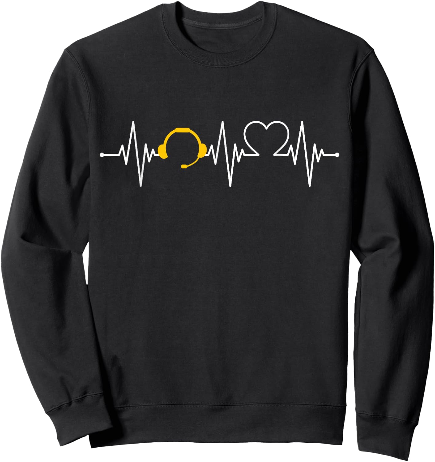 911 Dispatcher Thin Gold Yellow Line Heartbeat Sweatshirt - Sweatshirt | Black