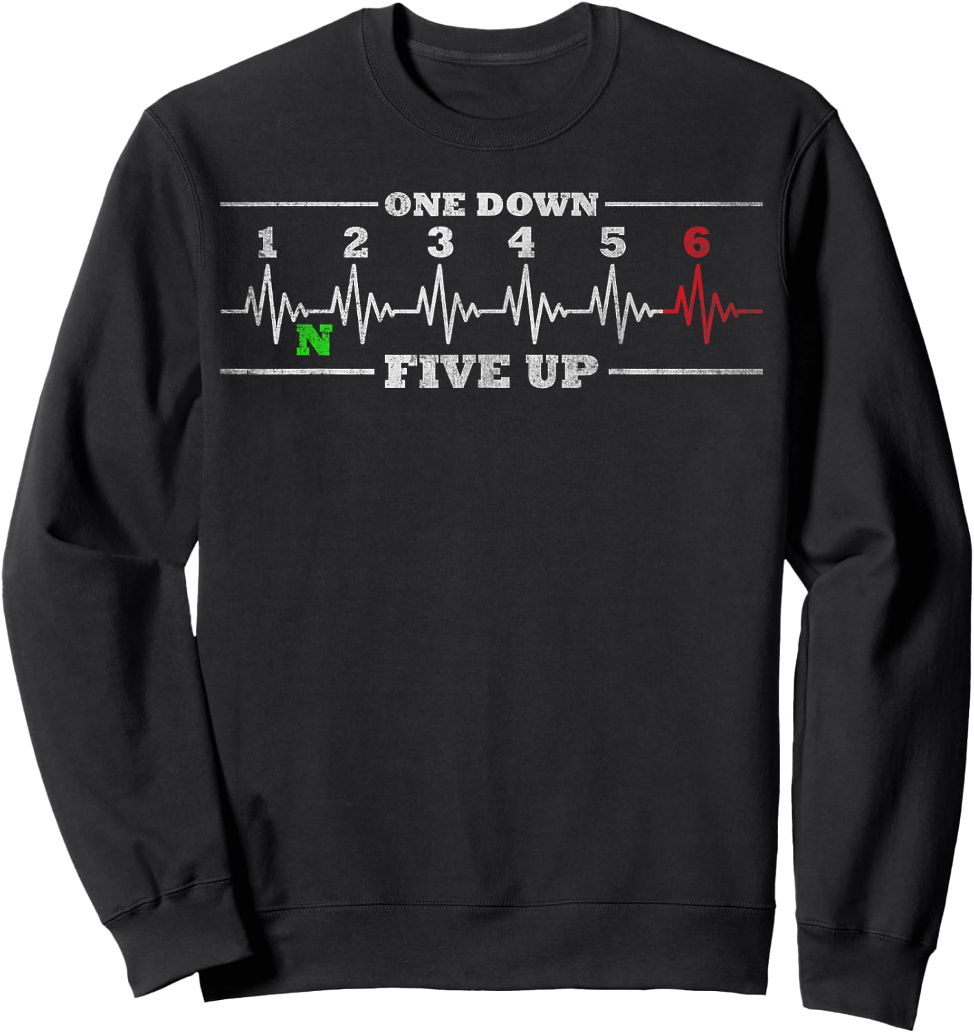 1N23456 Motorcycle Gear One Down Five Up Motorcyclist Biker Sweatshirt - Sweatshirt | Black