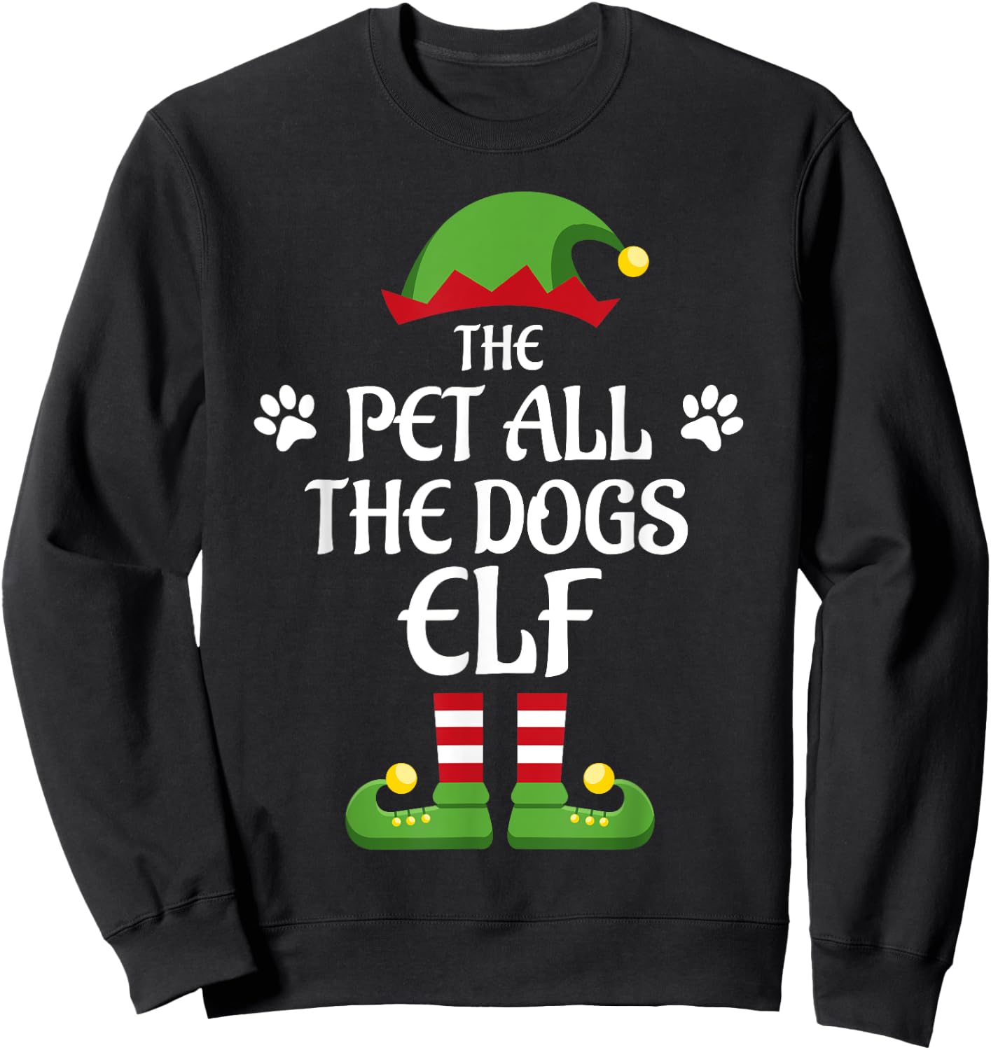 Pet All The Dogs Elf Family Matching Group Christmas Sweatshirt - Sweatshirt | Black