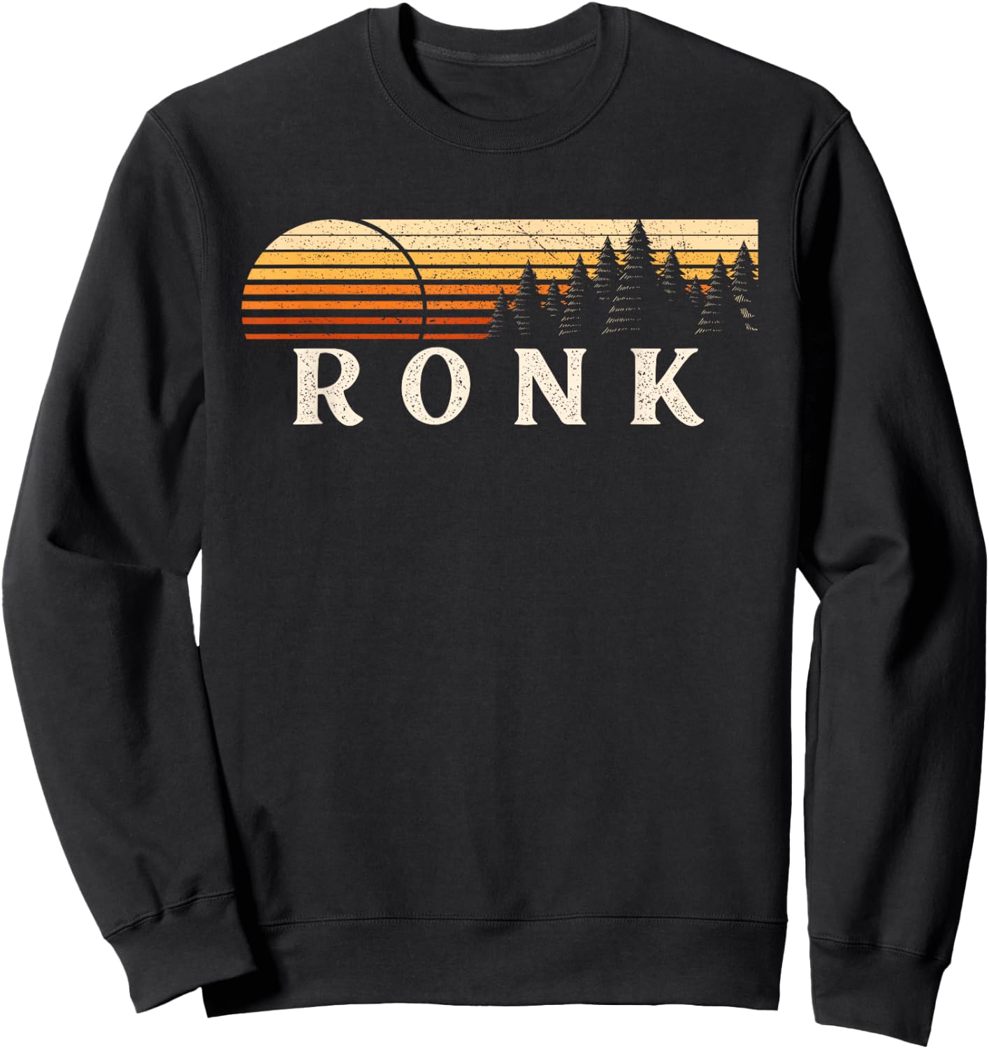 Ronk, VA Vintage Evergreen Sunset Eighties Retro Sweatshirt - Sweatshirt | Black