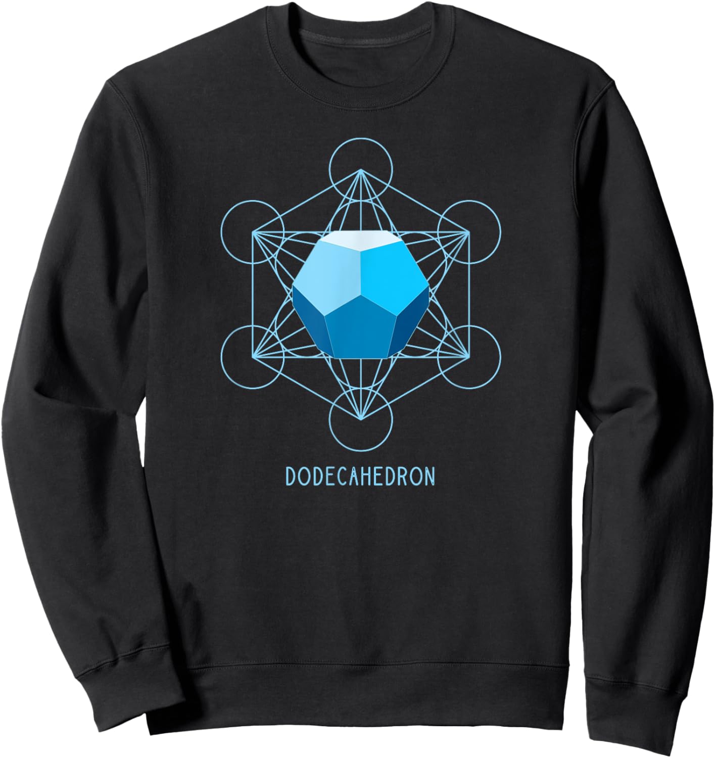 Dodecahedron Platonic Solid Shades of Blue Geometric Form Sweatshirt - Sweatshirt | Black