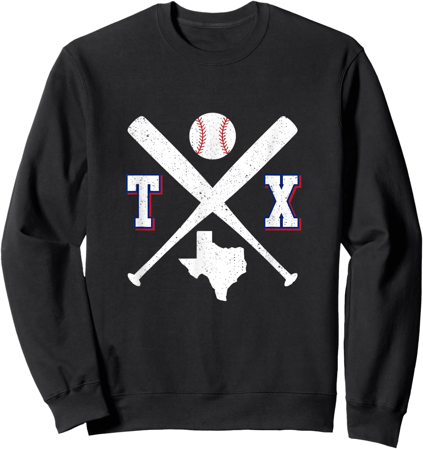 Texas Map TX Sport Vintage Baseball Bats Sweatshirt - Sweatshirt | Black