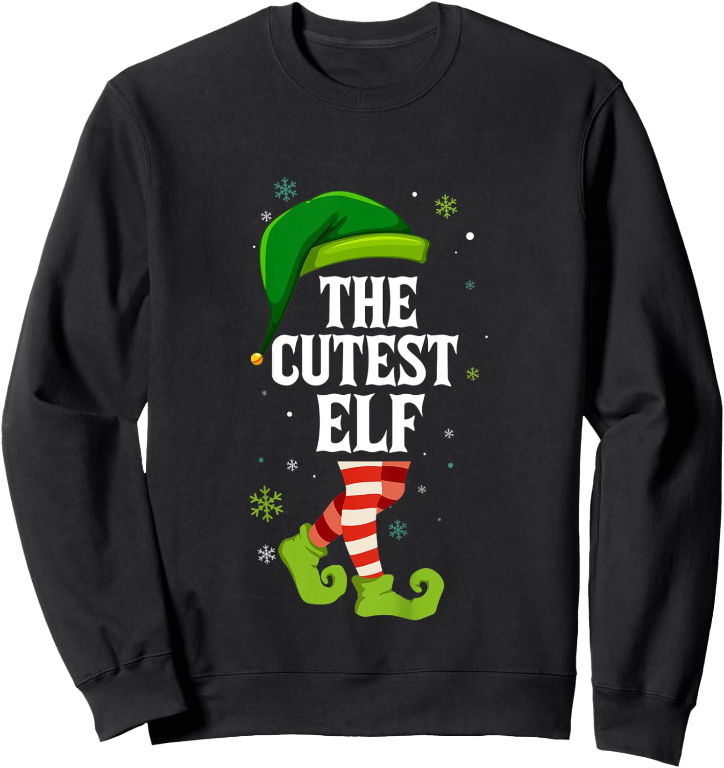Kids Cutest Elf Matching Family Group Christmas Sweatshirt - Sweatshirt | Black