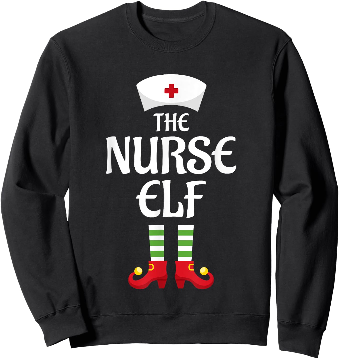 Nurse Elf Family Matching Group Christmas Sweatshirt - Sweatshirt | Black