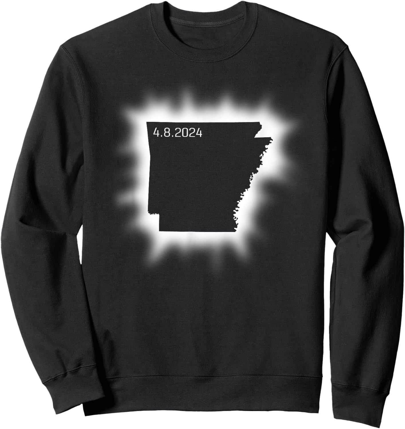 Arkansas Solar Eclipse April 8, 2024 State Outline Total Sweatshirt - Sweatshirt | Black